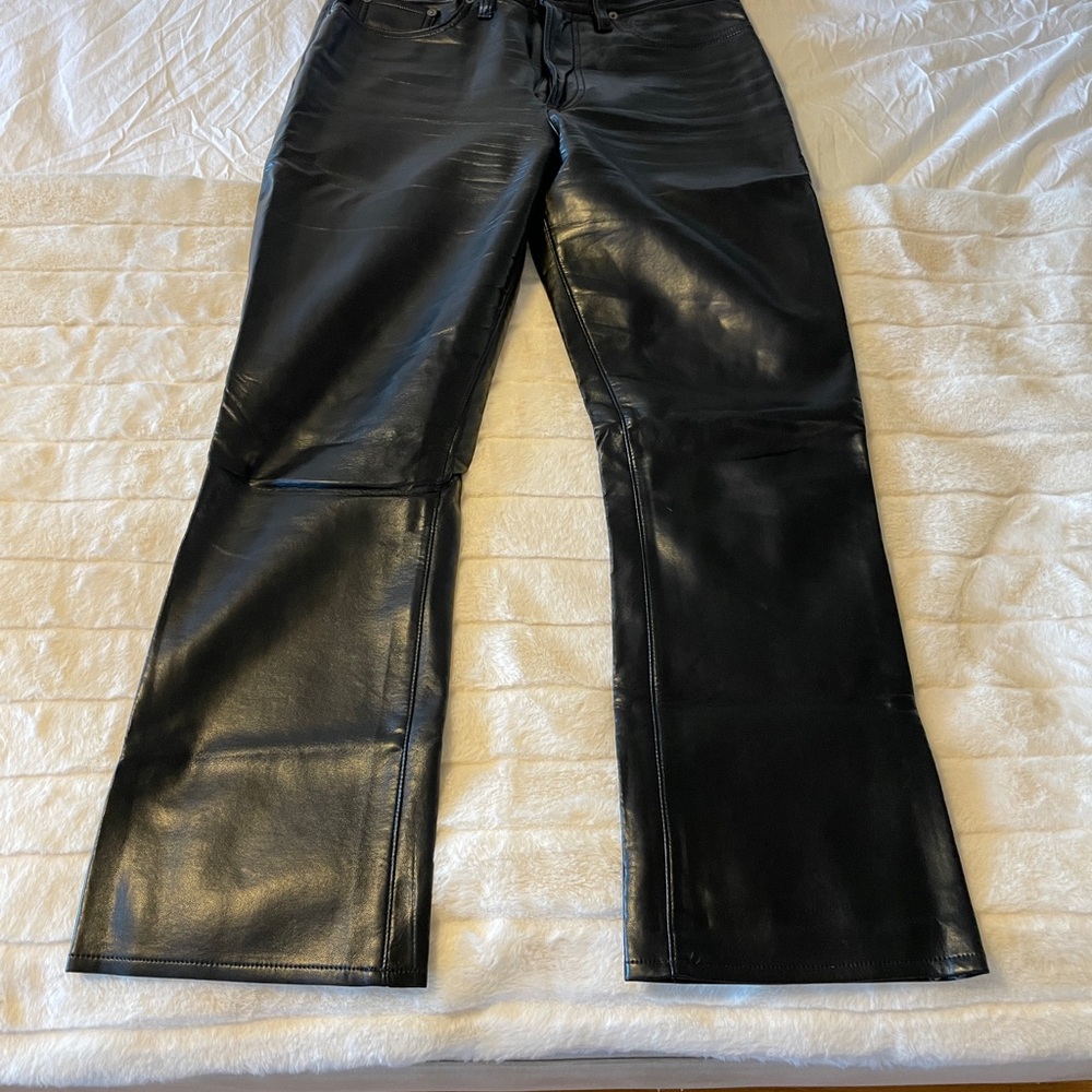Agolde 90s Straight Black Leather Pants